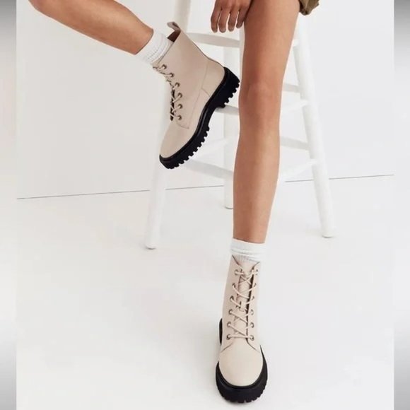 Madewell The Rayna Lace-Up Boot in Leather in White - Picture 2 of 8